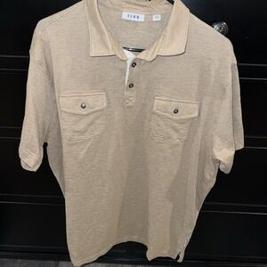 ROWM XXL‎ Men's Khaki Knit Polo Shirt Cotton Pockets